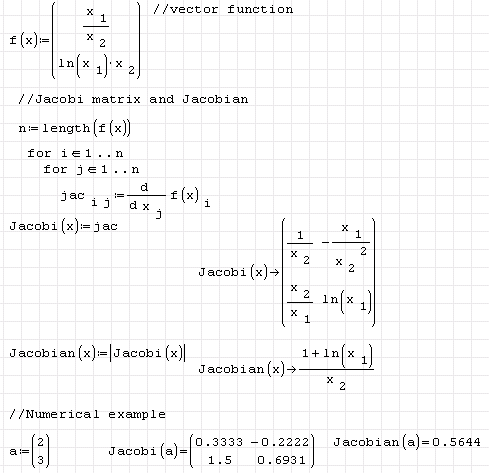 Jacobi matrix and Jacobian