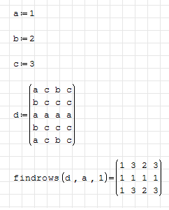 findrows() example