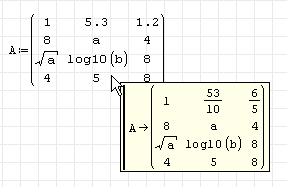 Ausgefüllte Matrix mit symbolischen Werten