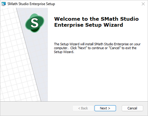der Setup-Assistent von SMath Studio Enterprise