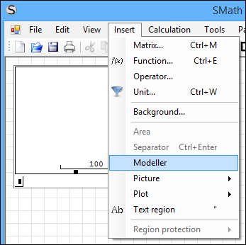 меню «Вставка» с выделенным пунктом Modeller