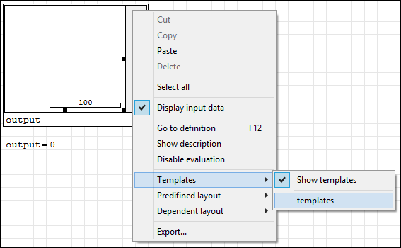 用于关联 Templates 变量的区域右键菜单