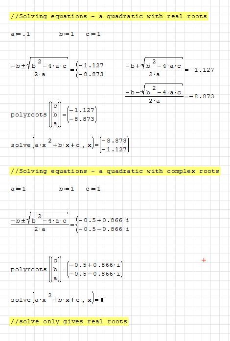 使用 solve() 求解的二次方程